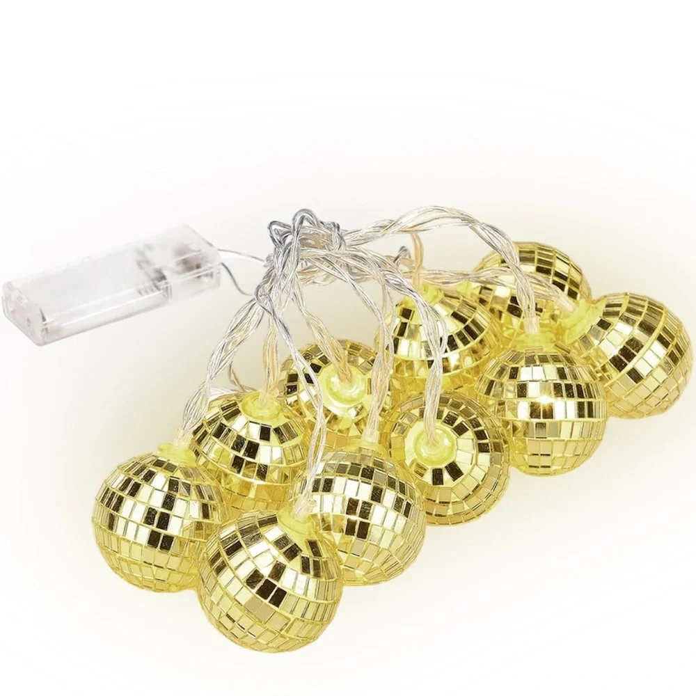 Christmas Lights Gold Light Up Disco Ball String Lights